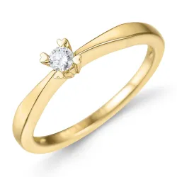 0,10 ct lab grown diamant solitairering i 9 karat gull 0,10 ct