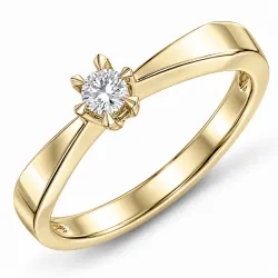 0,10 ct lab grown diamant solitairering i 9 karat gull 0,10 ct
