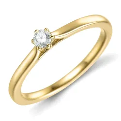 0,10 ct lab grown diamant solitairering i 9 karat gull 0,10 ct