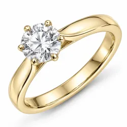 1,00 ct lab grown diamant solitairering i 9 karat gull 1,0 ct