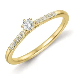 lab grown diamant ring i 9 karat gull 0,10 ct 0,09 ct