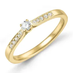 lab grown diamant ring i 9 karat gull 0,10 ct 0,07 ct