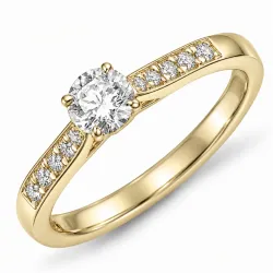 lab grown diamant ring i 9 karat gull 0,40 ct 0,10 ct