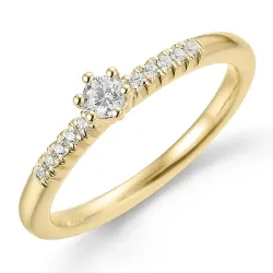 lab grown diamant ring i 9 karat gull 0,11 ct 0,06 ct