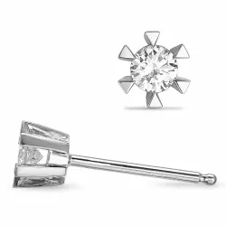 2 x 0,10 ct lab grown diamant solitaireørepynt i 9 karat hvitt gull med lab grown diamant 