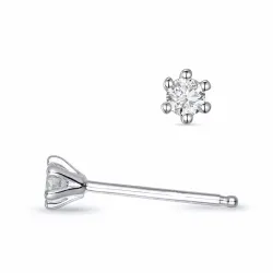 2 x 0,08 ct lab grown diamant solitaireørepynt i 9 karat hvitt gull med lab grown diamant 