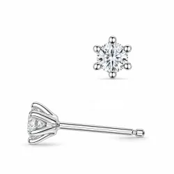 2 x 0,10 ct lab grown diamant solitaireørepynt i 9 karat hvitt gull med lab grown diamant 