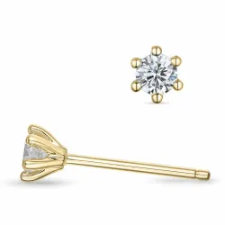 2 x 0,11 ct lab grown diamant solitaireørepynt i 9 karat gull med lab grown diamant 