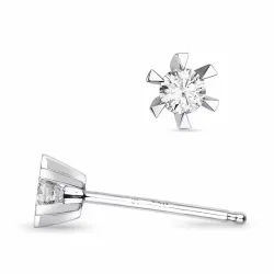 2 x 0,10 ct lab grown diamant solitaireørepynt i 9 karat hvitt gull med lab grown diamant 