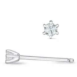 2 x 0,03 ct lab grown diamant solitaireørepynt i 9 karat hvitt gull med lab grown diamant 