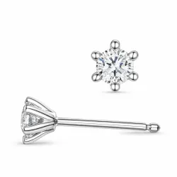 2 x 0,20 ct lab grown diamant solitaireørepynt i 9 karat hvitt gull med lab grown diamant 