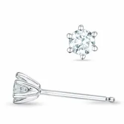 2 x 0,16 ct lab grown diamant solitaireørepynt i 9 karat hvitt gull med lab grown diamant 