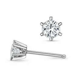 2 x 0,20 ct lab grown diamant solitaireørepynt i 9 karat hvitt gull med lab grown diamant 