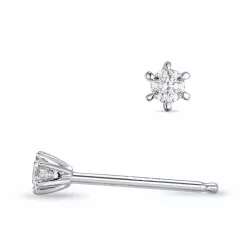 2 x 0,04 ct lab grown diamant solitaireørepynt i 9 karat hvitt gull med lab grown diamant 