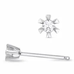 2 x 0,03 ct lab grown diamant solitaireørepynt i 9 karat hvitt gull med lab grown diamant 