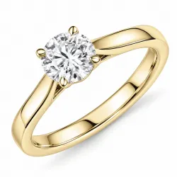 1,00 ct lab grown diamant solitairering i 9 karat gull 1,0 ct