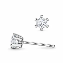 2 x 0,10 ct lab grown diamant solitaireørepynt i 9 karat hvitt gull med lab grown diamant 
