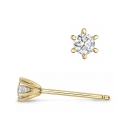 2 x 0,08 ct lab grown diamant solitaireørepynt i 9 karat gull med lab grown diamant 