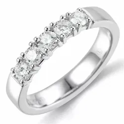 lab grown diamant ring i 14 karat hvitt gull 5 x 0,10 ct