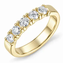 lab grown diamant ring i 14 karat gull 5 x 0,15 ct