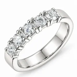 lab grown diamant ring i 14 karat hvitt gull 5 x 0,15 ct