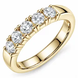 lab grown diamant alliansering i 14 karat gull 5 x 0,20 ct