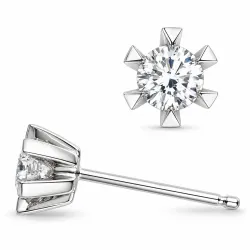 2 x 0,30 ct lab grown diamant solitaireørepynt i 14 karat hvitt gull med lab grown diamant 