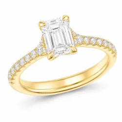 lab grown diamant ring i 14 karat gull 1,0 ct 0,25 ct