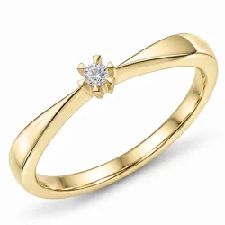 0,05 ct lab grown diamant solitairering i 14 karat gull 0,05 ct