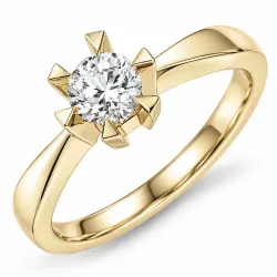 1,00 ct lab grown diamant solitairering i 14 karat gull 1,0 ct