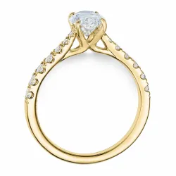 oval lab grown diamant ring i 14 karat gull 1,0 ct 0,34 ct