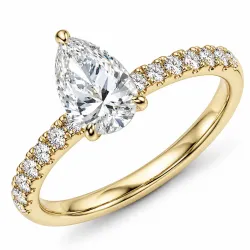 lab grown diamant gull ring i 14 karat gull 1,0 ct 0,26 ct