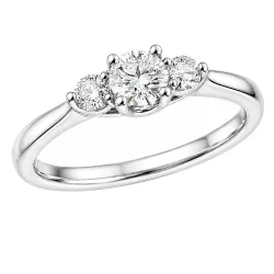 lab grown diamant ring i 14 karat hvitt gull 0,25 ct 0,16 ct