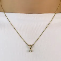 0,10 ct lab grown diamant anheng i 14 karat gull 0,10 ct