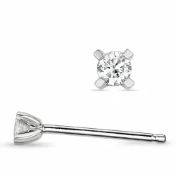 2 x 0,05 ct lab grown diamant solitaireørepynt i 14 karat hvitt gull med lab grown diamant