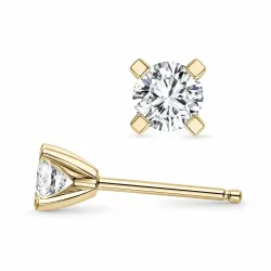 2 x 0,20 ct lab grown diamant solitaireørepynt i 14 karat gull med lab grown diamant 