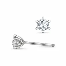 2 x 0,10 ct lab grown diamant solitaireørepynt i 14 karat hvitt gull med lab grown diamant 