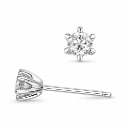 2 x 0,20 ct lab grown diamant solitaireørepynt i 14 karat hvitt gull med lab grown diamant 