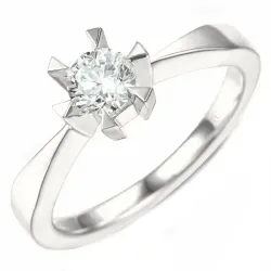 1,00 ct lab grown diamant solitairering i 14 karat hvitt gull 1,0 ct