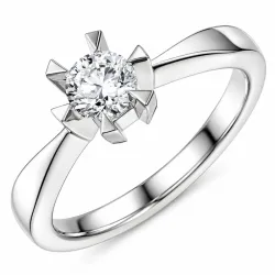 1,00 ct lab grown diamant solitairering i 14 karat hvitt gull 1,0 ct