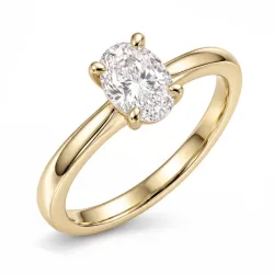 oval lab grown diamant solitairering i 14 karat gull 1,0 ct