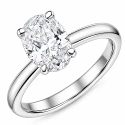 oval lab grown diamant solitairering i 14 karat hvitt gull 1,0 ct