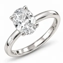 oval lab grown diamant solitairering i 14 karat hvitt gull 2,0 ct