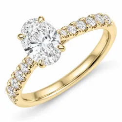 oval lab grown diamant ring i 14 karat gull 1,0 ct 0,34 ct