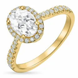 oval lab grown diamant ring i 14 karat gull 1,0 ct 0,33 ct