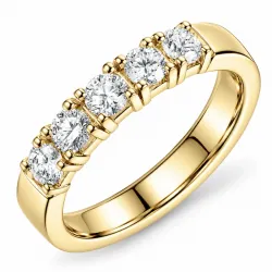 lab grown diamant alliansering i 14 karat gull 5 x 0,10 ct