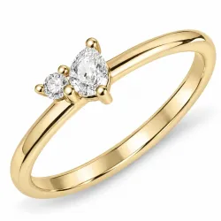 lab grown diamant ring i 14 karat gull 0,12 ct 0,04 ct
