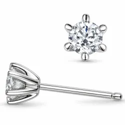 2 x 0,40 ct lab grown diamant solitaireørepynt i 14 karat hvitt gull med lab grown diamant 