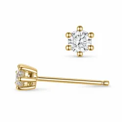 2 x 0,10 ct lab grown diamant solitaireørepynt i 14 karat gull med lab grown diamant 