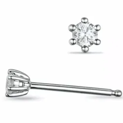 2 x 0,20 ct lab grown diamant solitaireørepynt i 14 karat hvitt gull med lab grown diamant